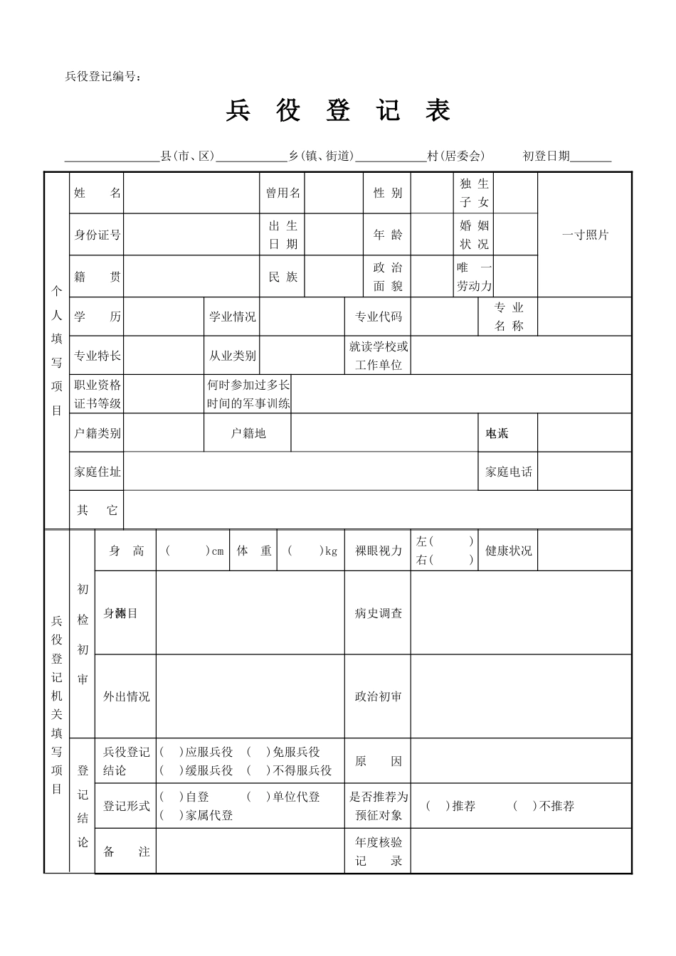 附表1：兵役登记表_第1页