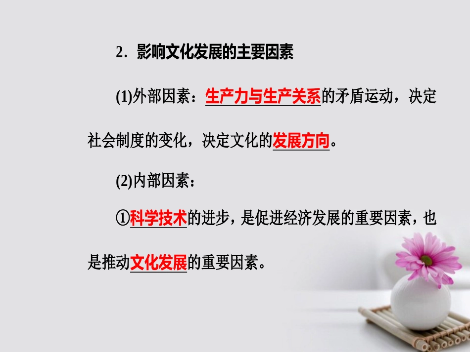 高考政治一轮复习 文化与生活 专题十 文化传承与创新 考点4 文化在继承中发展课件_第3页