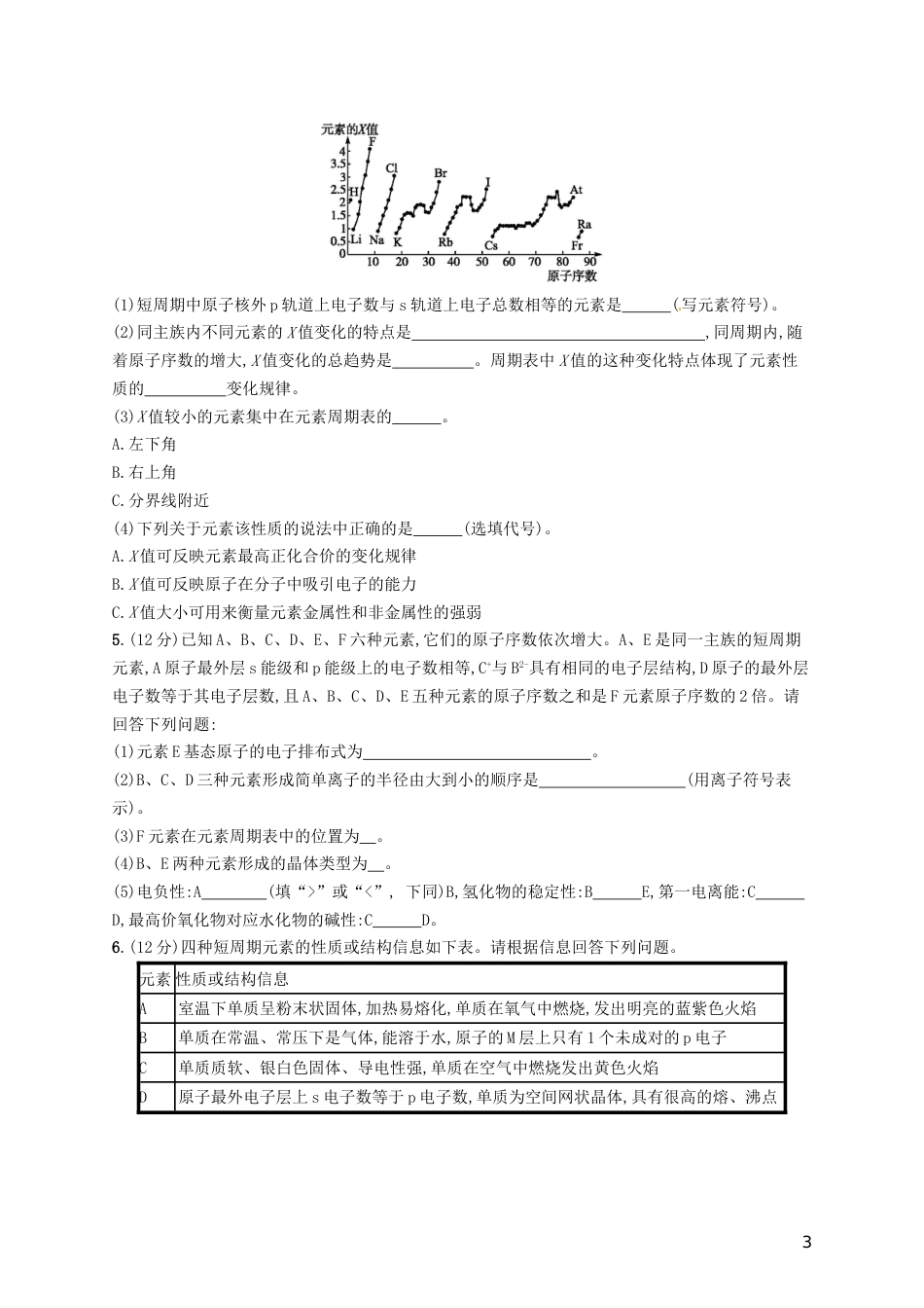 高考化学一轮复习选考部分物质结构与性质考点规范练原子结构与性质_第3页