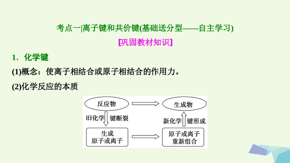 高考化学大一轮复习 第五章 物质结构 元素周期率 第8讲 化学键 分子间作用力考点探究课件_第3页