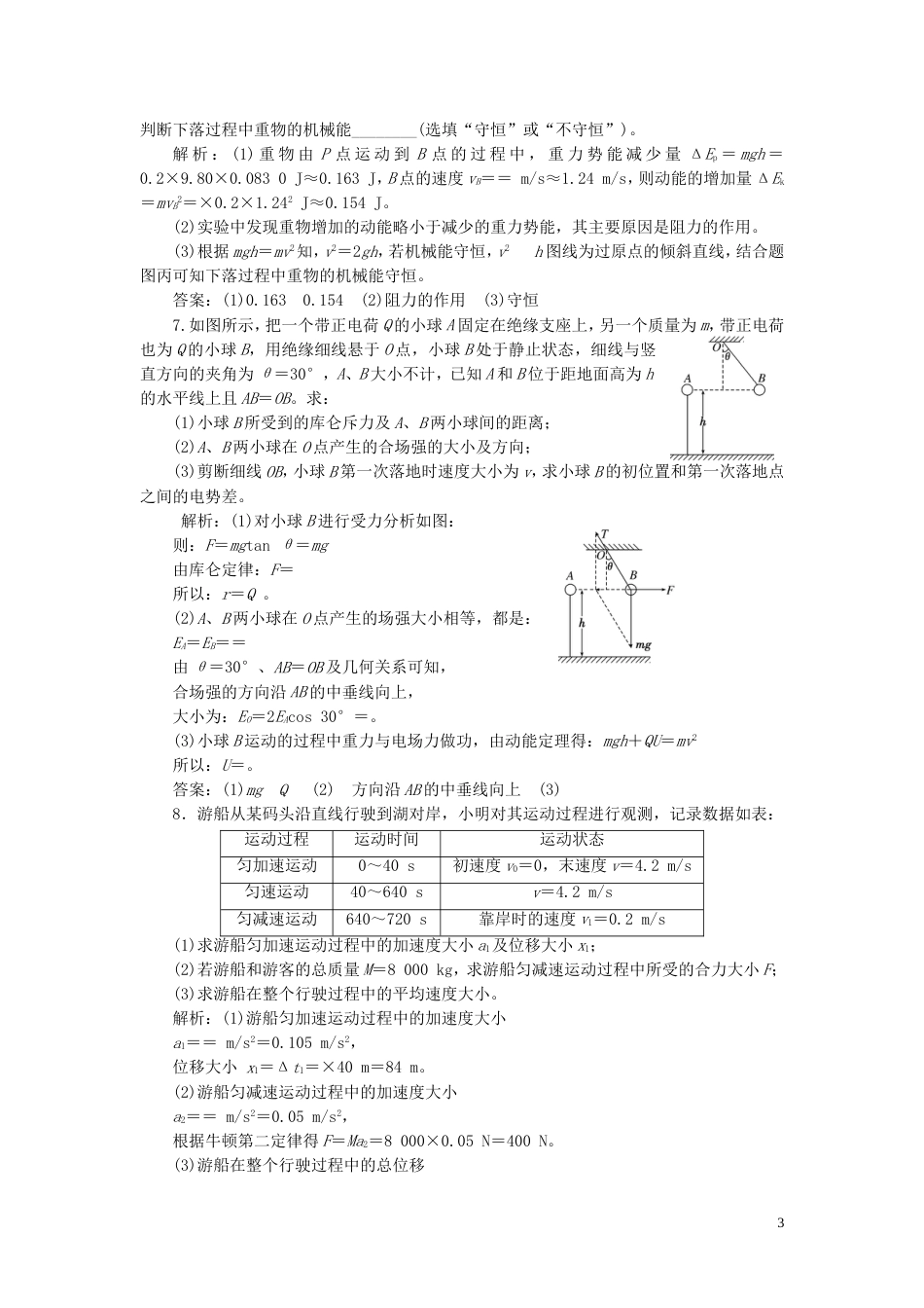 高考物理二轮复习第二部分考前提速力争满分4策略力学综合练4_第3页