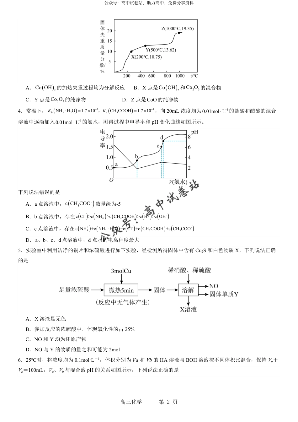 化学-辽宁省实验中学2023-2024学年度高考适应性测试（二）_第2页