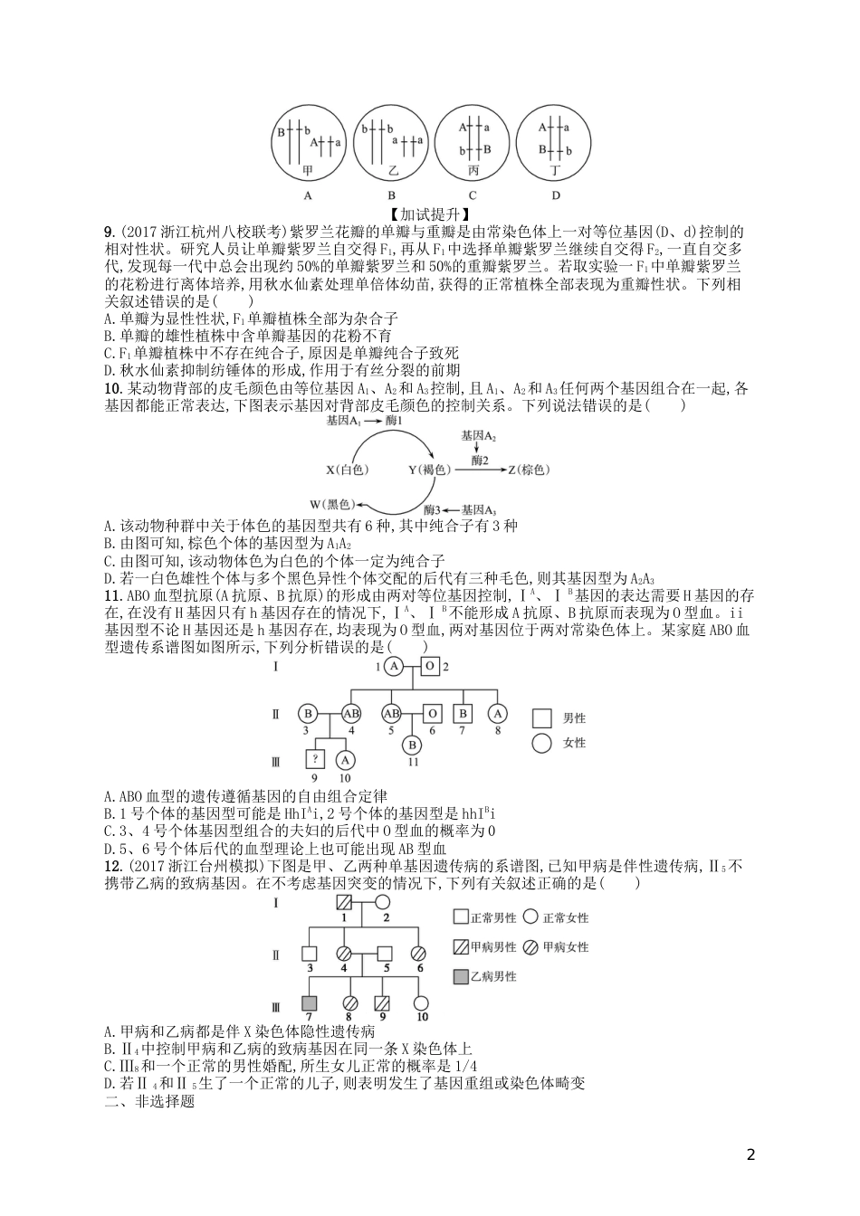 高考生物专题训练孟德尔定律_第2页