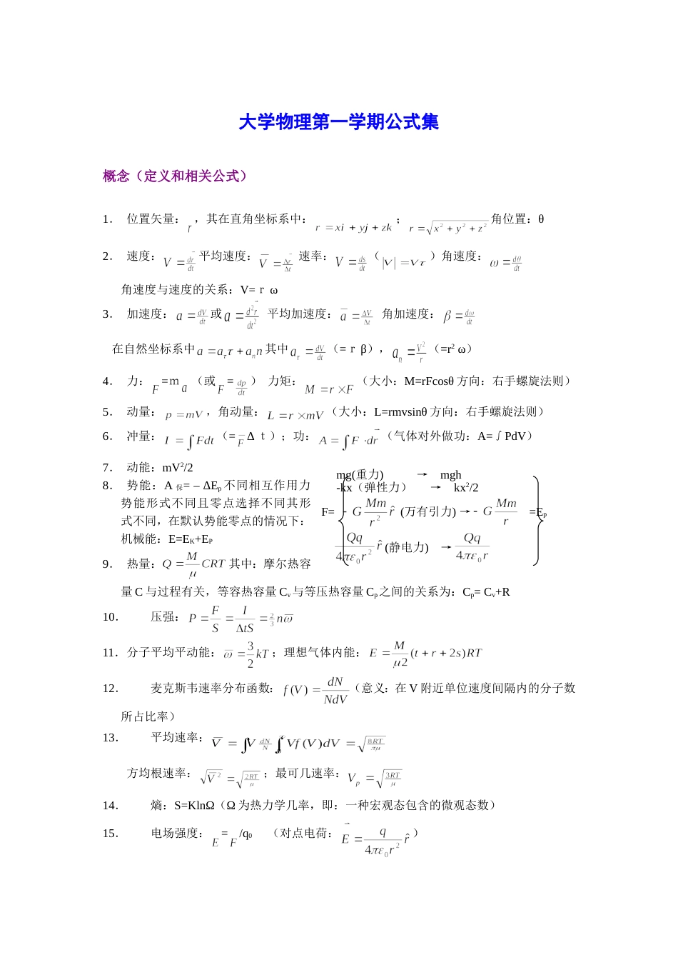 大学物理公式大全[共8页]_第1页