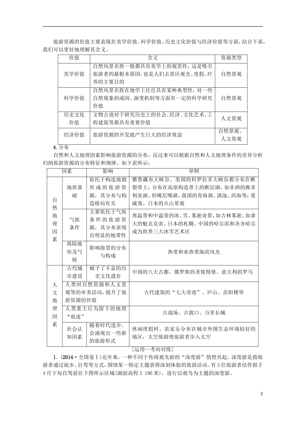 高考地理一轮复习选考部分旅游地理学案鲁教_第2页