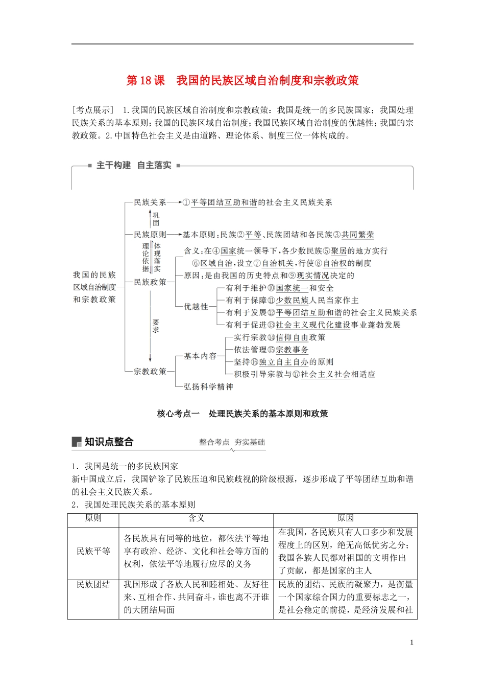 高考政治一轮复习第七单元发展社会主义民主政治我国的民族域自治制度和宗教政策讲义新人教必修_第1页