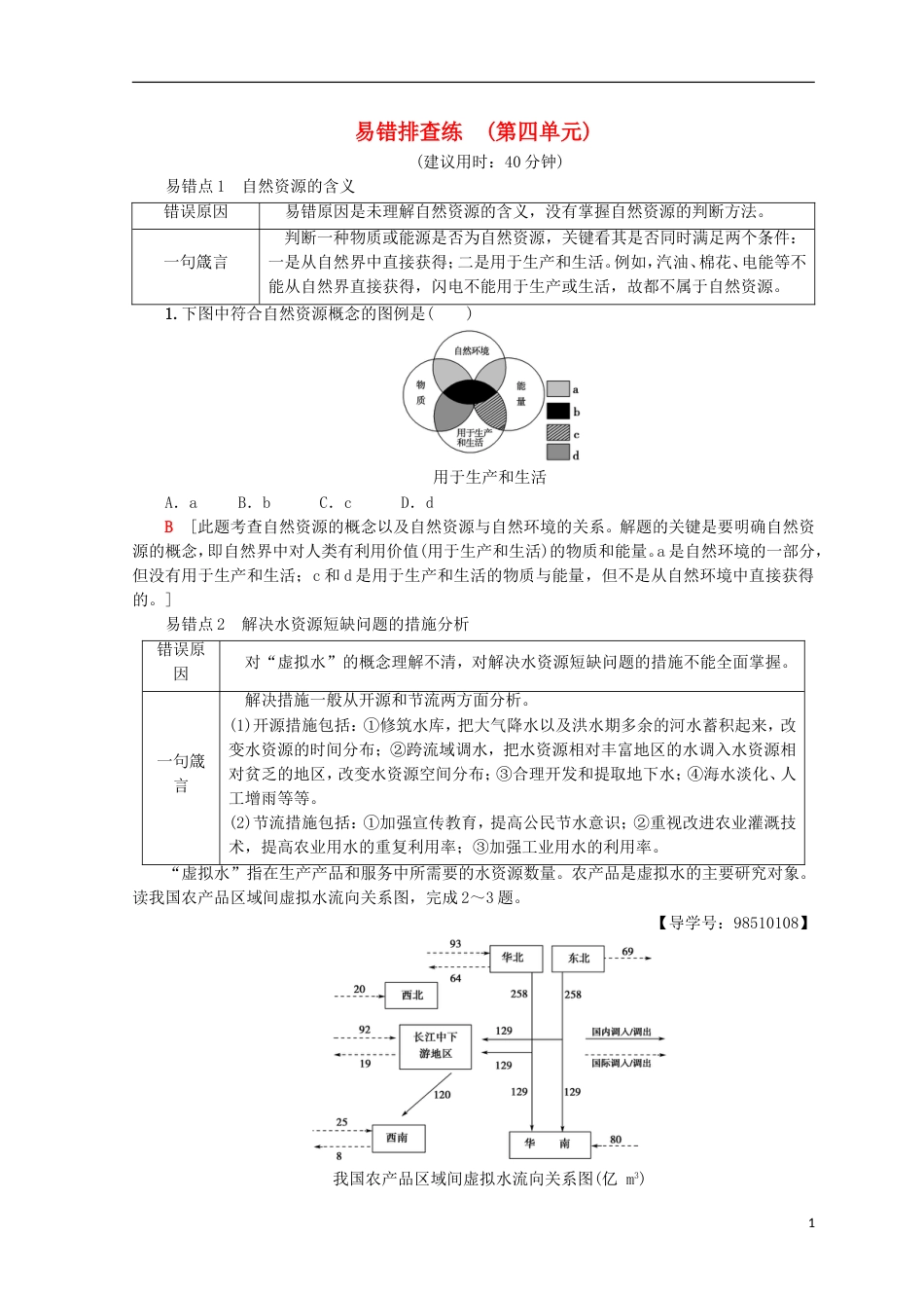 高考地理一轮复习易错排查练第4单元鲁教_第1页