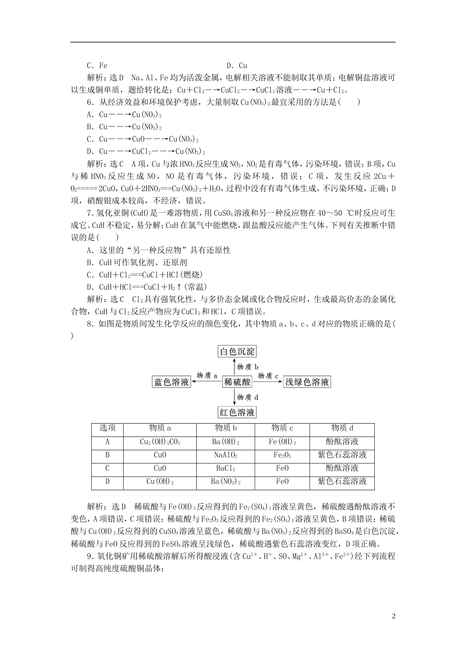 高考化学二轮复习第三章金属及其化合物金属材料与矿物跟踪检测_第2页