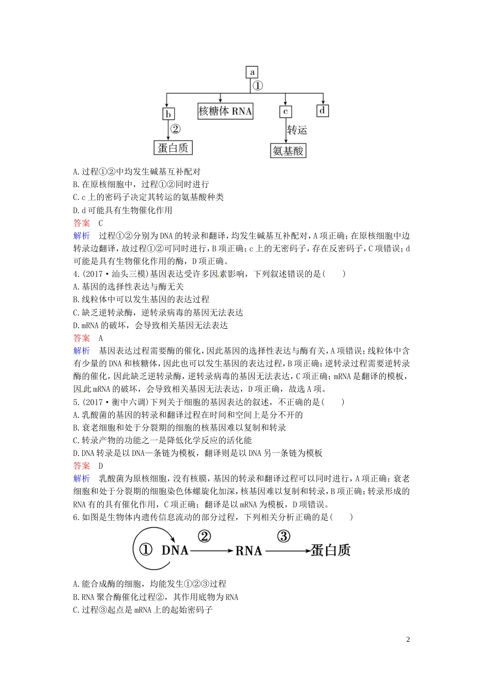 高考生物二轮复习课时作业遗传的分子基础_第2页