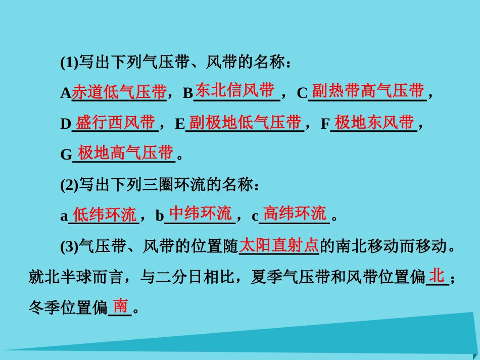 高三地理复习 第一部分 第二章 地球上的大气 第二讲 气压带和风带课件_第3页