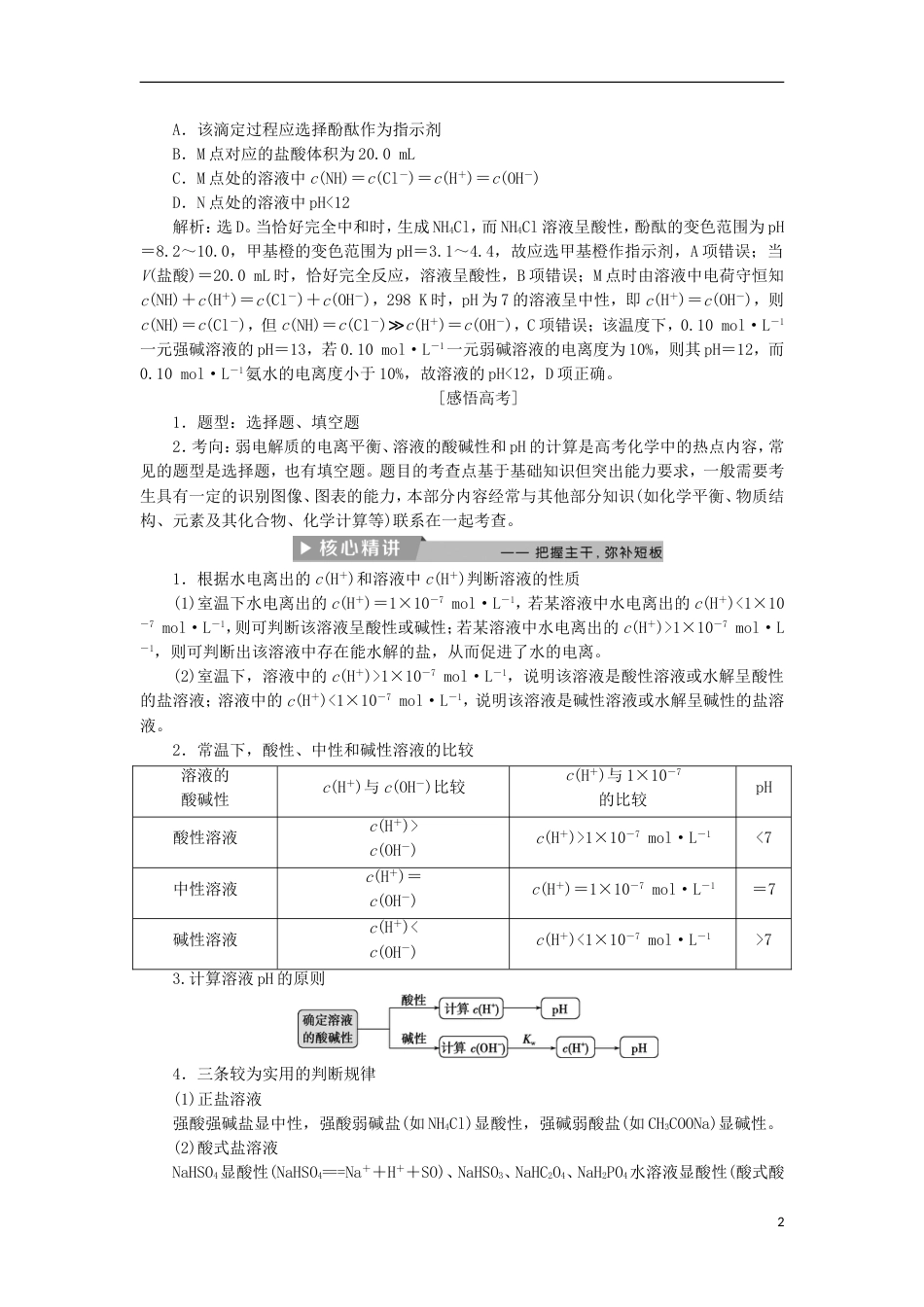 高考化学二轮复习第讲电解质溶液课堂练习_第2页