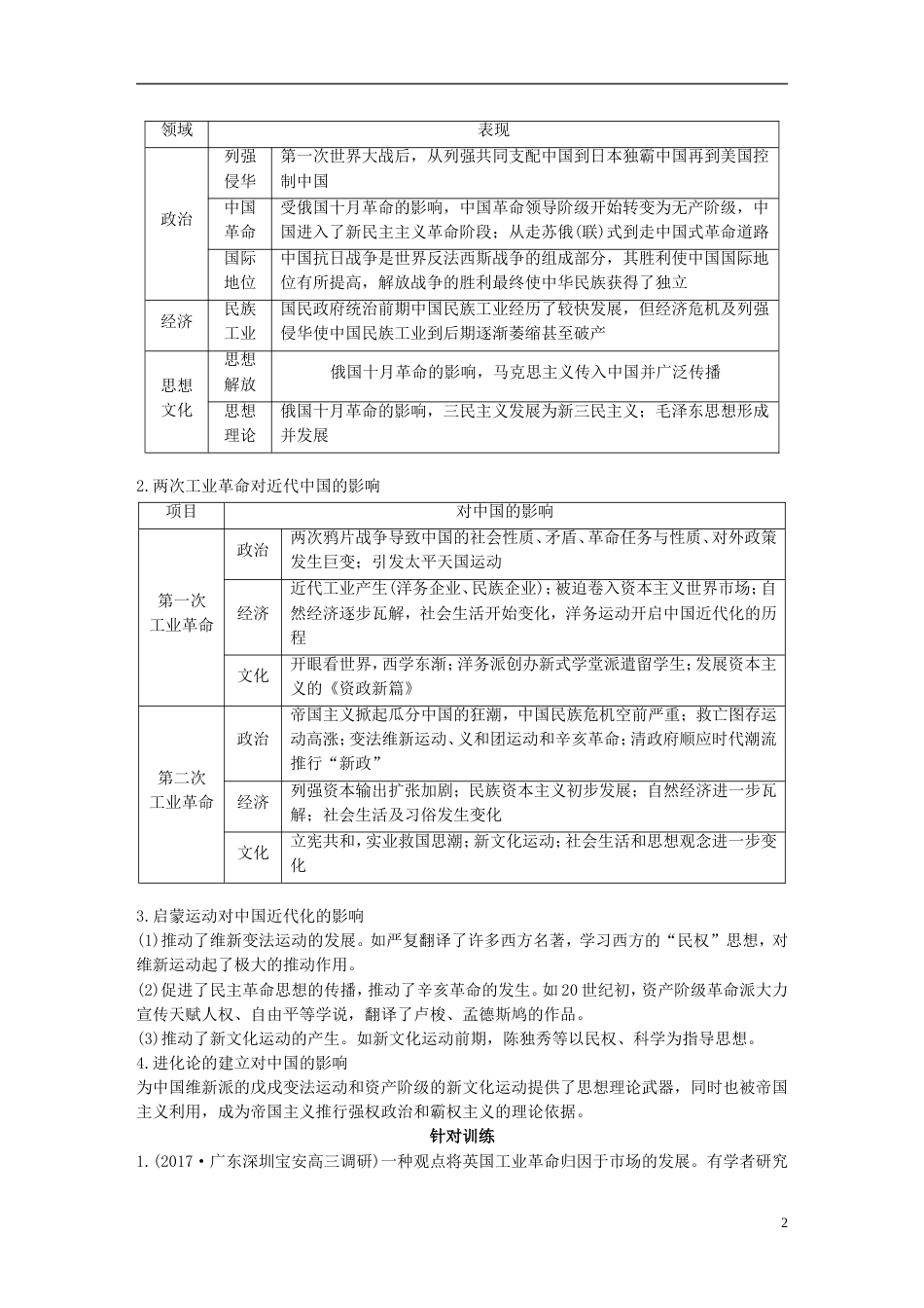 高考历史二轮复习专题五中外关联视角主题近代史的中外关联视角学案_第2页