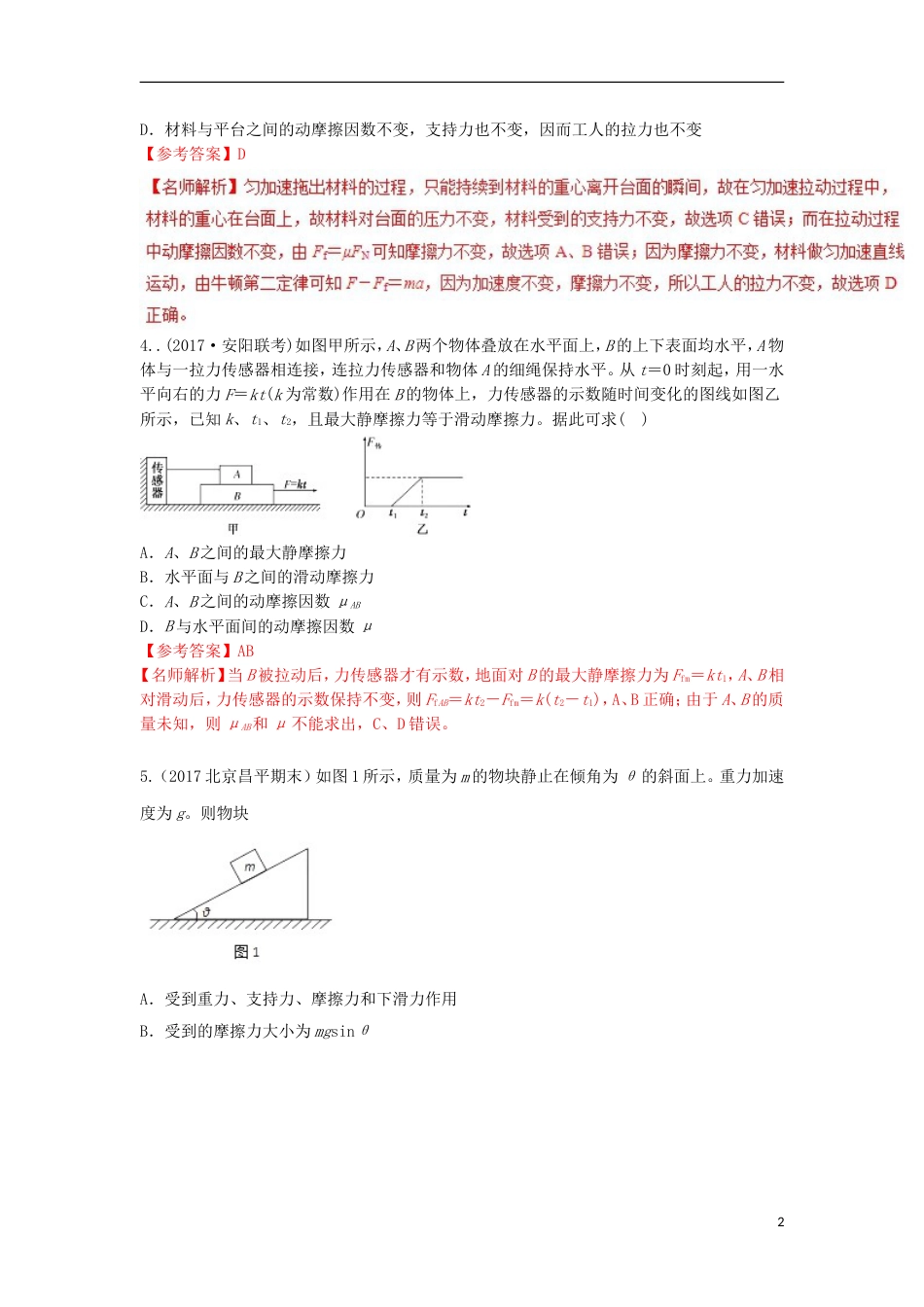 高考物理二轮复习考点千题精练第二章相互作用专题力学中的三种力_第2页