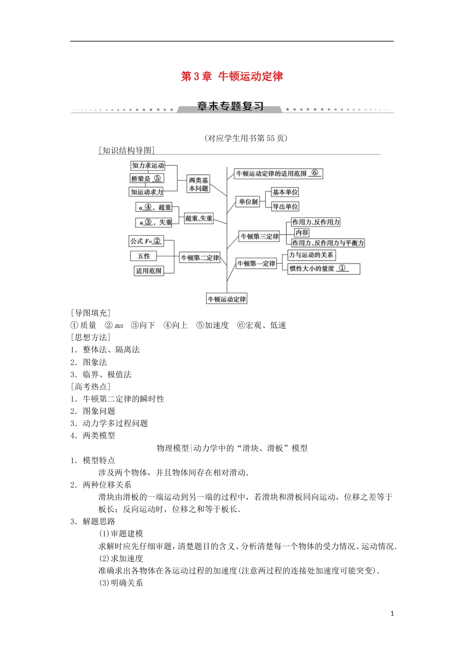 高考物理一轮复习第章牛顿运动定律章末专题复习学案新人教_第1页