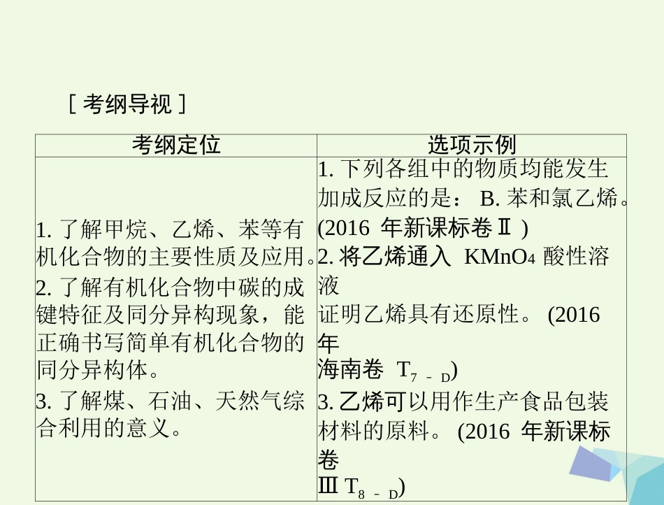 高考化学大一轮专题复习 第四单元 有机化合物 第讲 甲烷、乙烯和苯课件（必考）_第2页