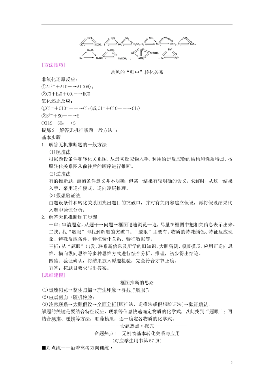 高考化学二轮复习专题元素及其化合物第讲无机物之间的转化及推断学案_第2页
