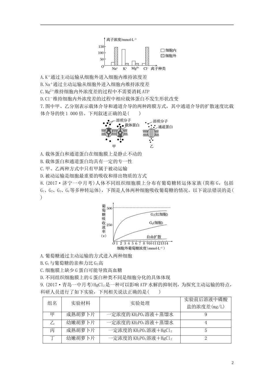 高考生物加练半小时第练理解特点记忆实例准确判断物质出入细胞的方式苏教_第2页