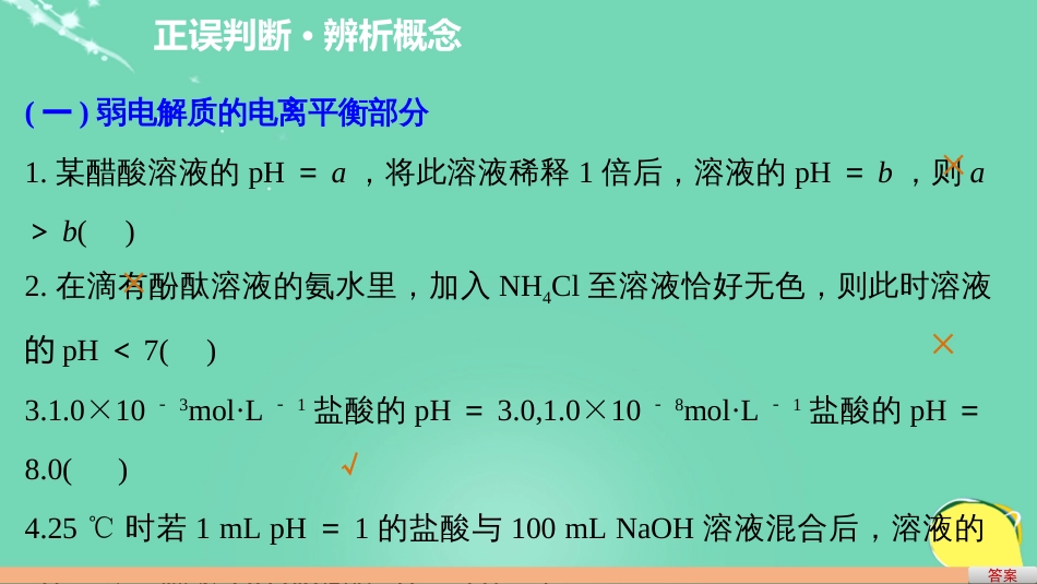 高考化学一轮复习 第8章 物质在水溶液中的行为 排查落实练十二 水溶液中的离子平衡课件 鲁科版_第3页