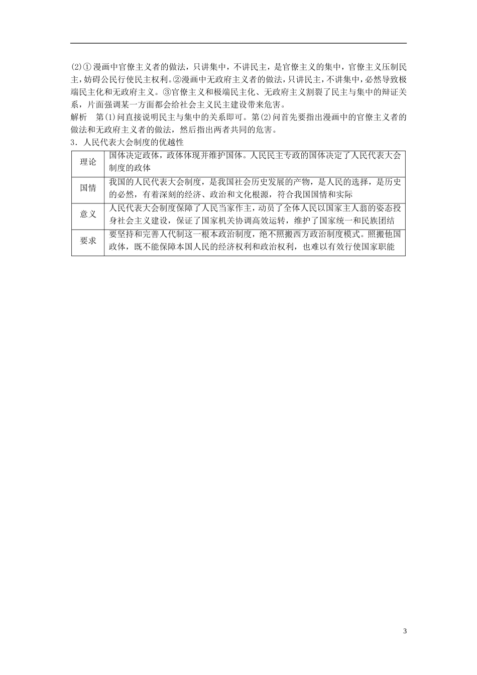 高考政治一轮复习专题四民主集中制我国人民代表大会制度的组织和活动原则讲义新人教选修_第3页