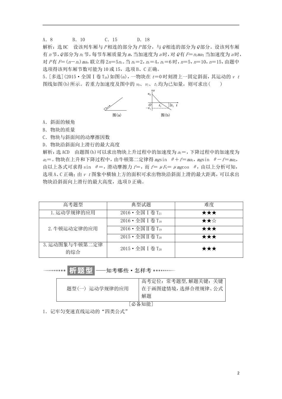 高考物理二轮复习专题一力与运动二聚焦选择题考法力与直线运动讲义_第2页