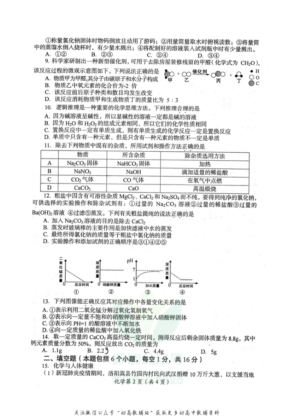 9通用版·河南省洛阳市九年级中招第一次模拟考试化学_第2页