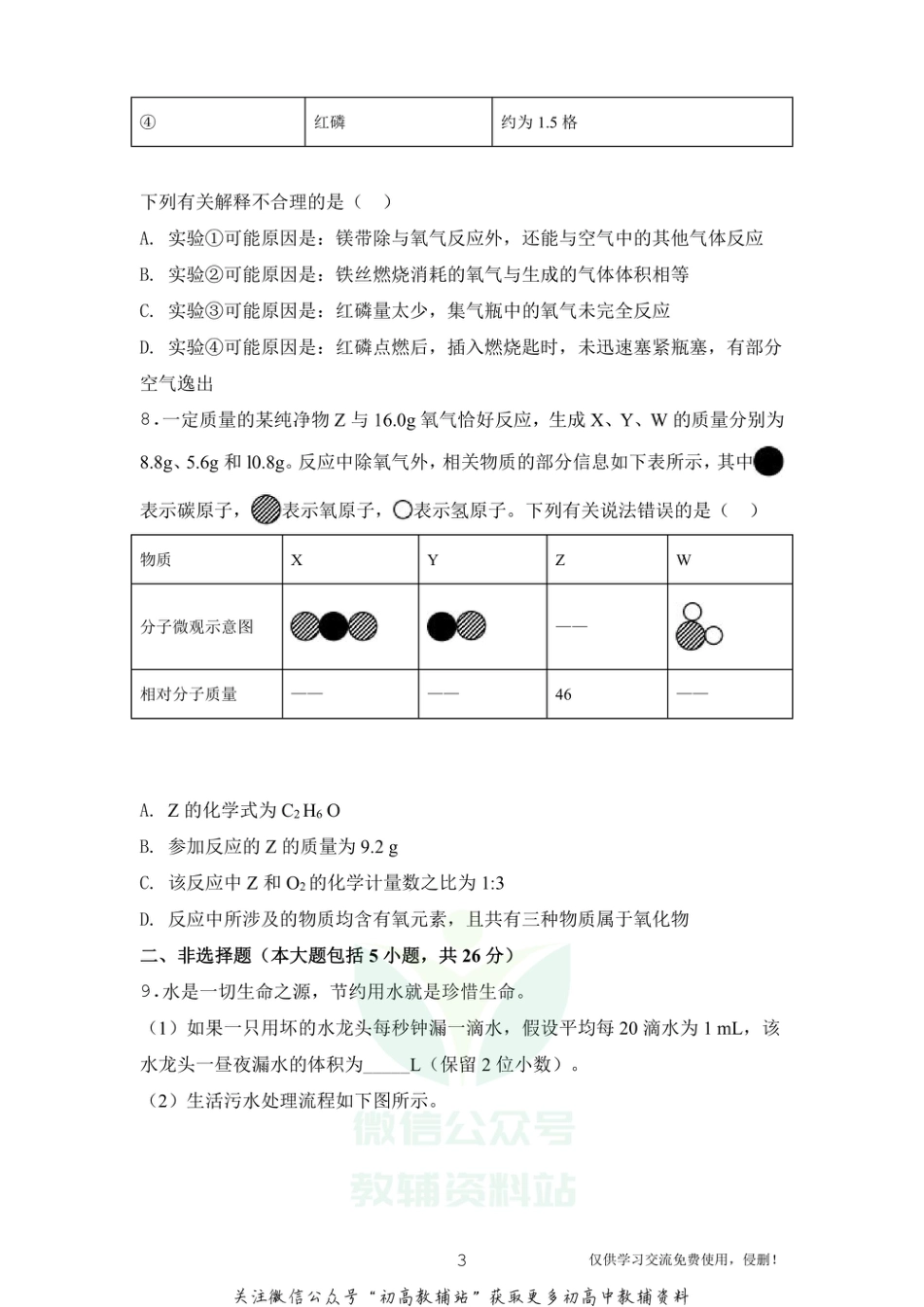 11人教版·湖北省武汉市九年级上学期期末化学_第3页