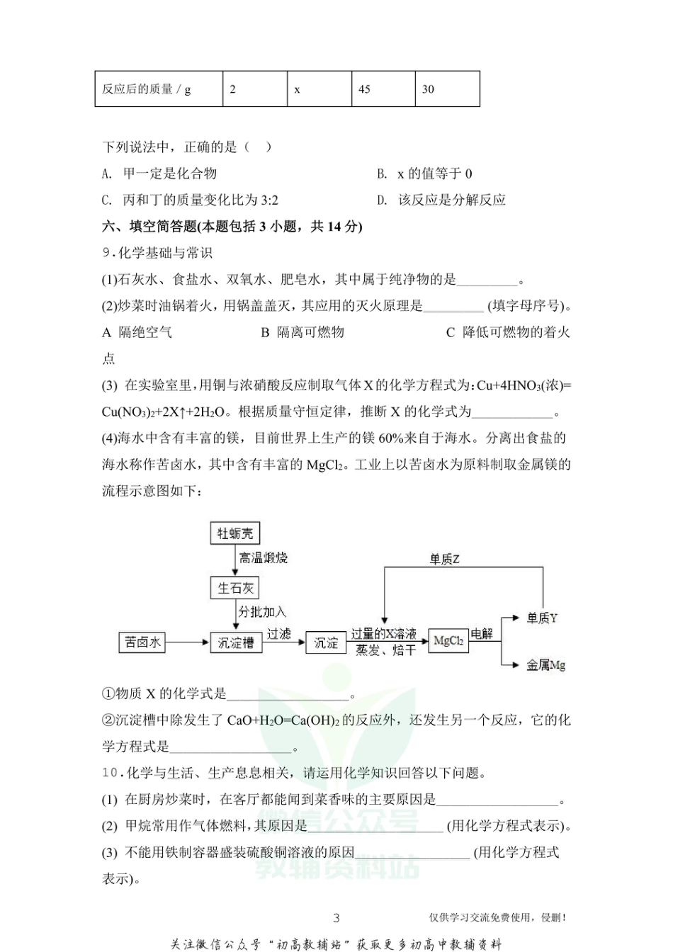 12人教版·湖北省黄冈市麻城市九年级上学期期末化学_第3页