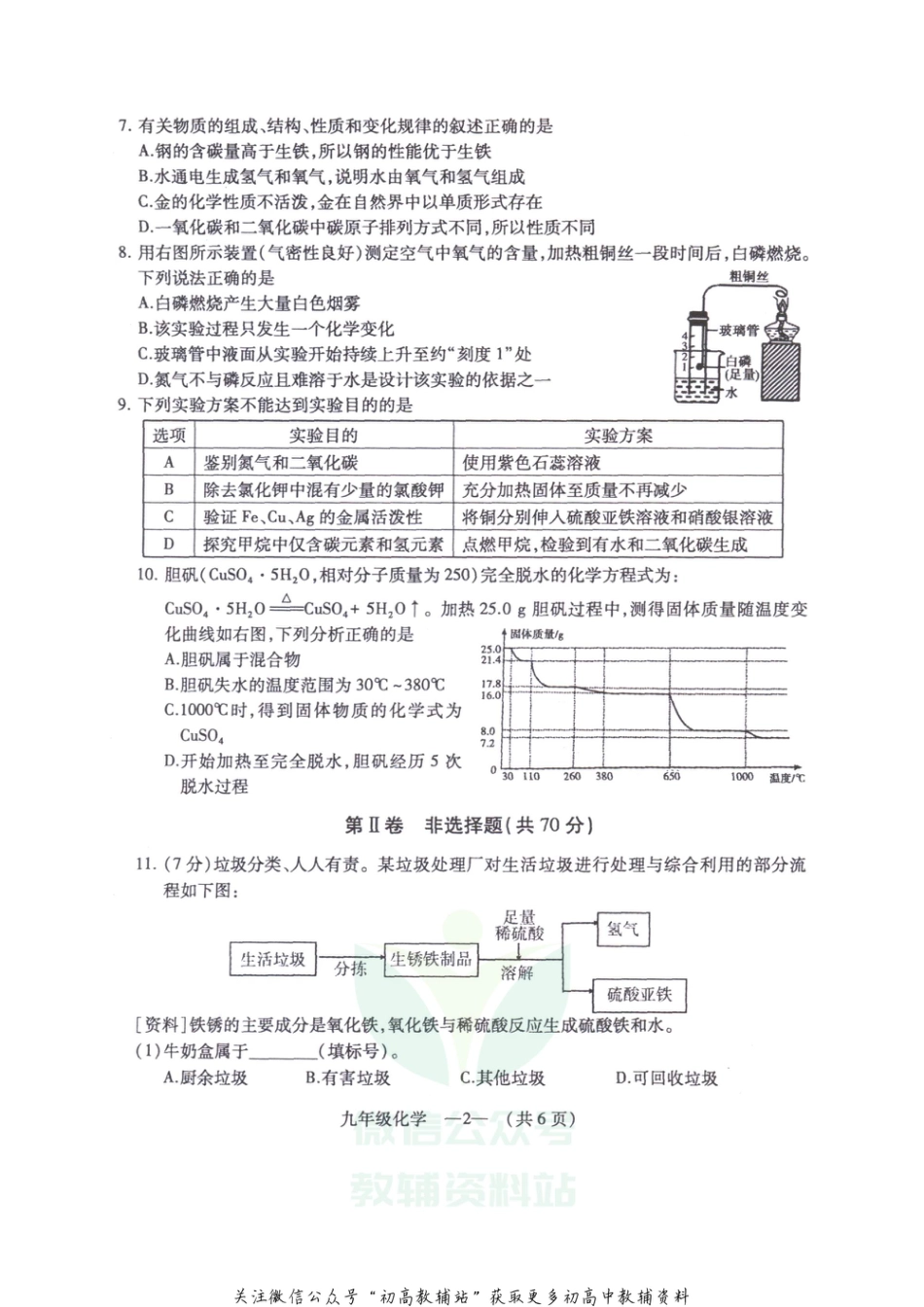 23科粤版·福建省福州市初三上学期质检化学_第2页