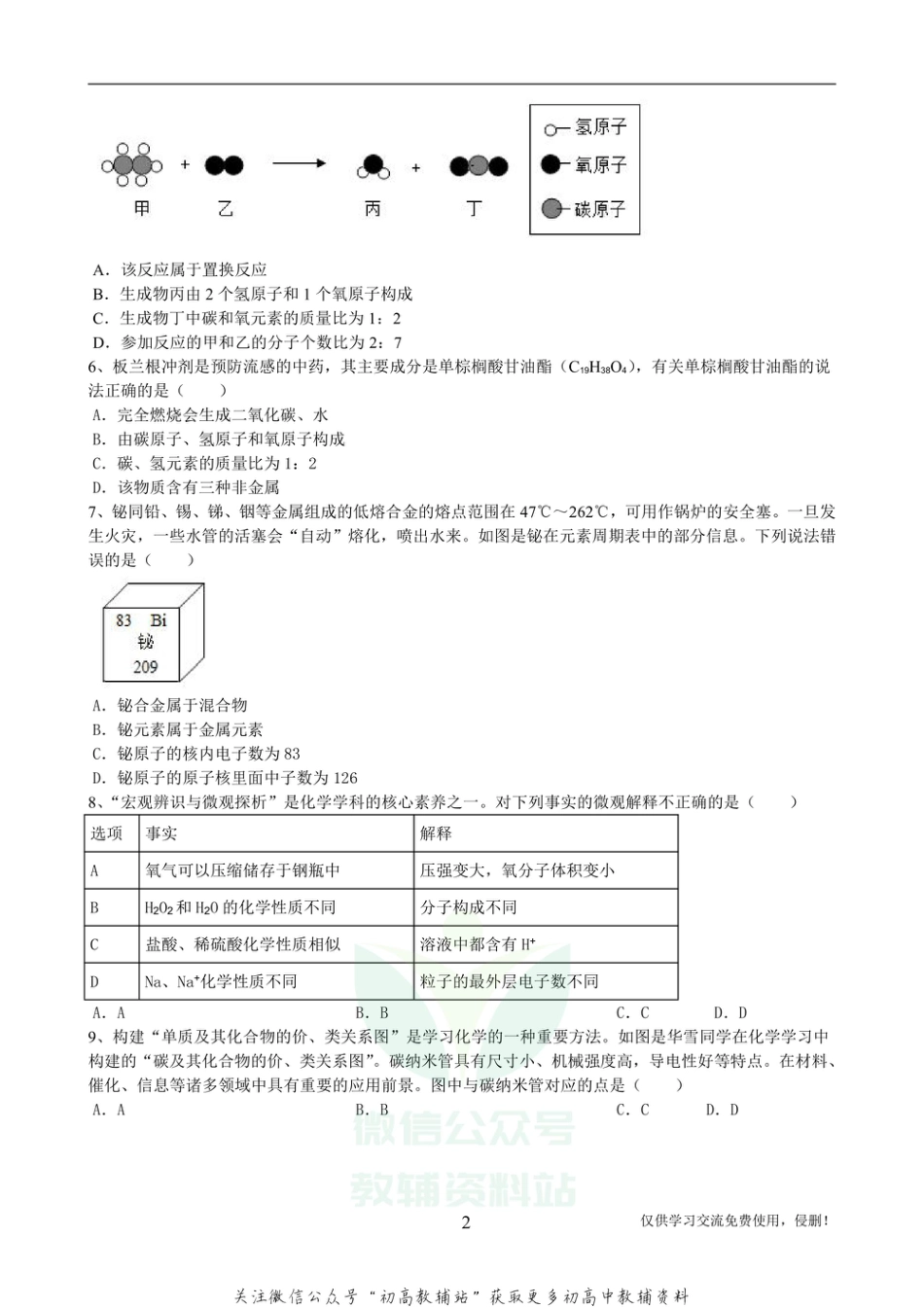 11安徽省合肥市第四十一中学中考模拟题化学_第2页