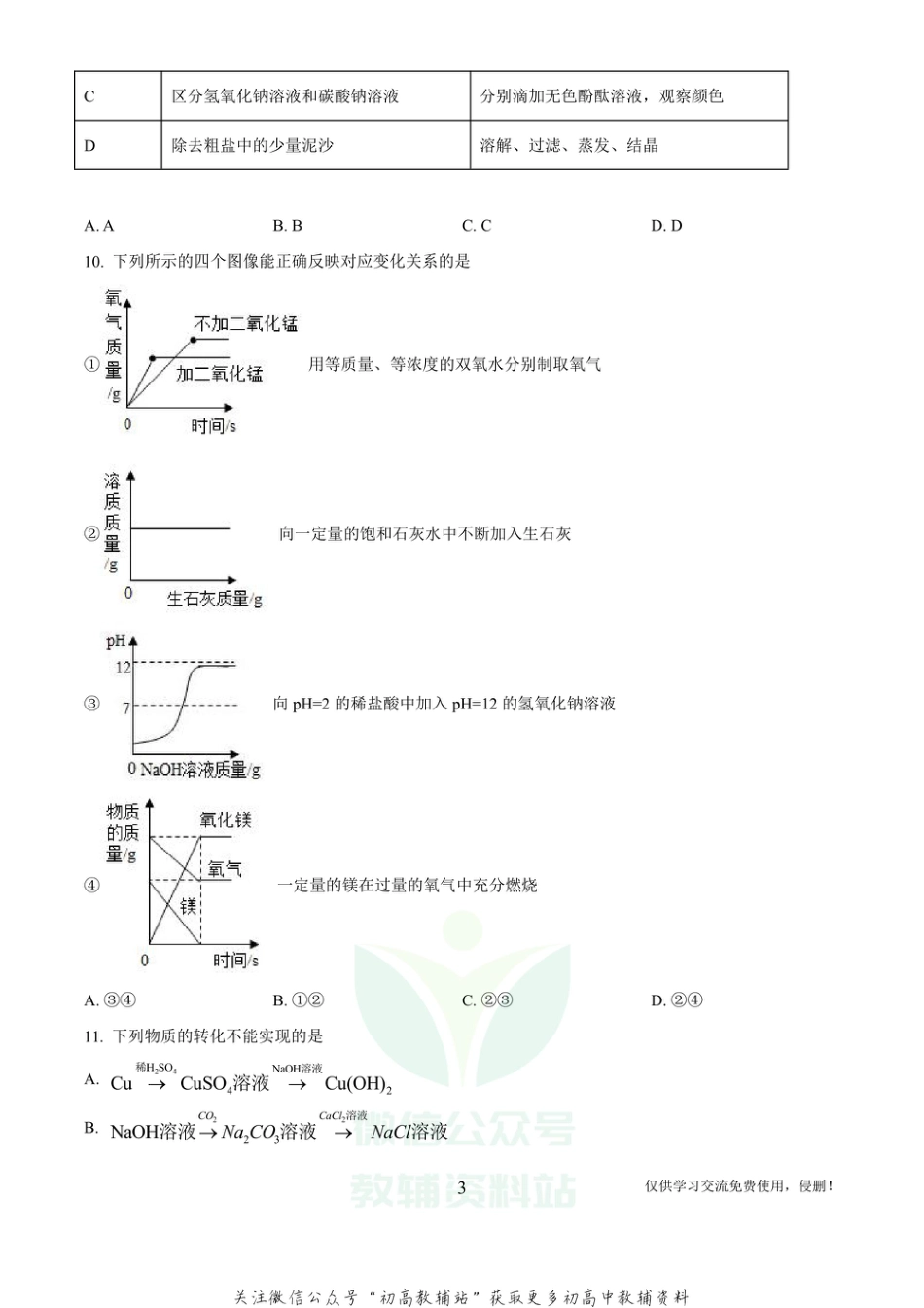 18江苏省连云港市中考一模化学_第3页