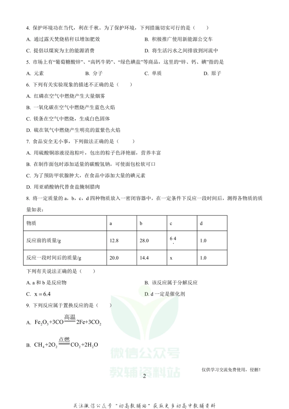 30湖南省衡阳市中考一模化学_第2页