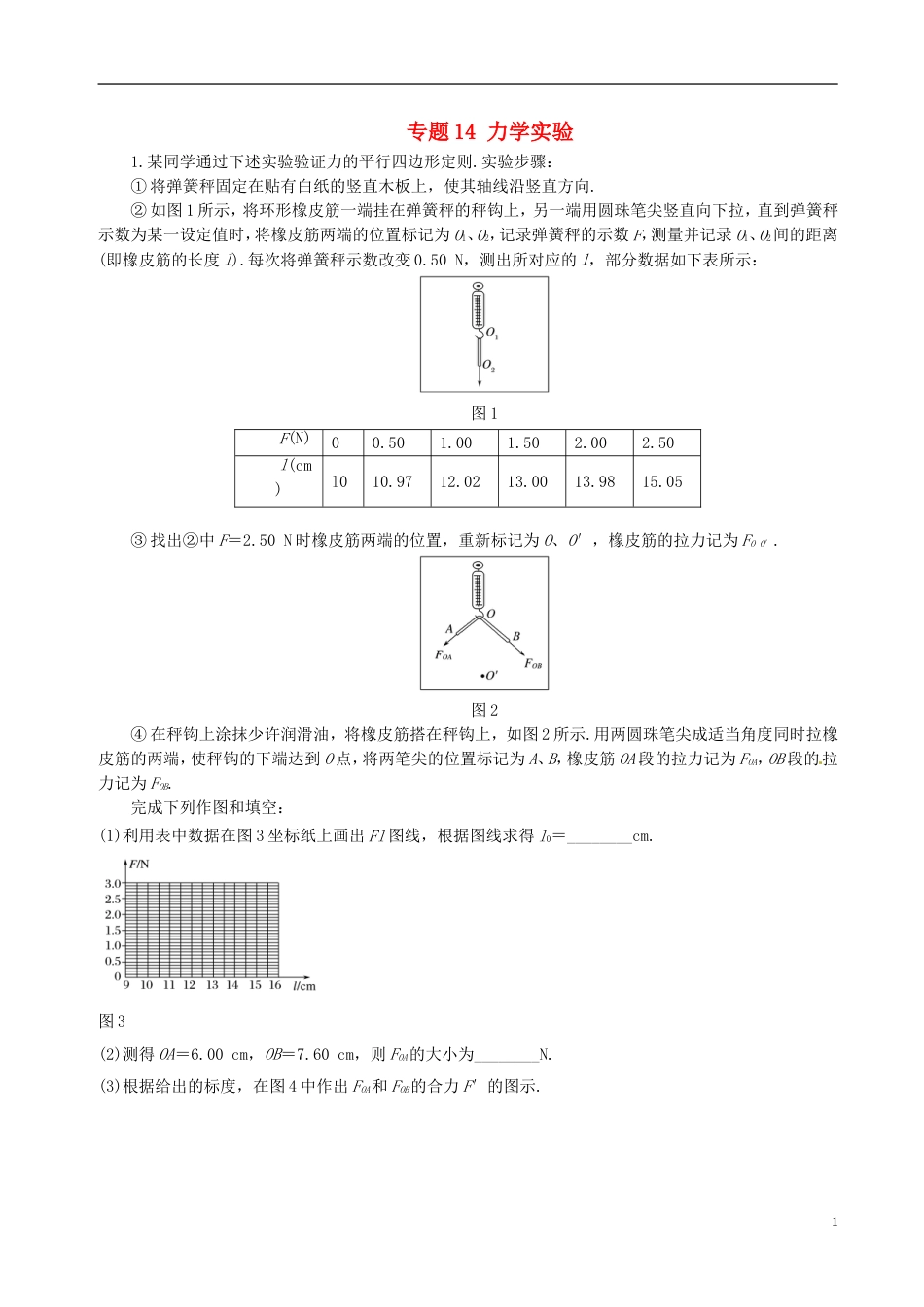 高考物理二轮复习专题力学实验押题专练_第1页