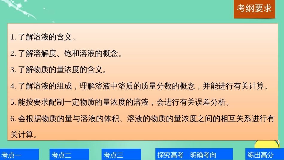 高考化学一轮复习 第1章 化学中常用的物理量物质的量 第2讲 一定物质的量浓度的溶液及其配制课件 鲁科版_第2页