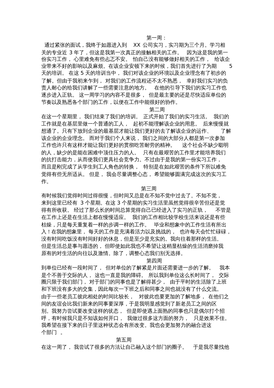 毕业实习周记20篇[共5页]_第1页