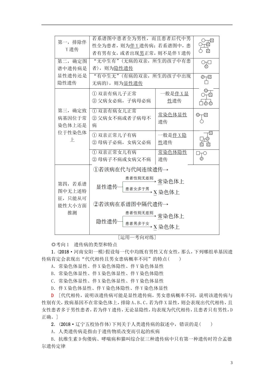 高考生物一轮复习第单元生物的变异育种与进化第讲关注人类遗传病学案苏教_第3页