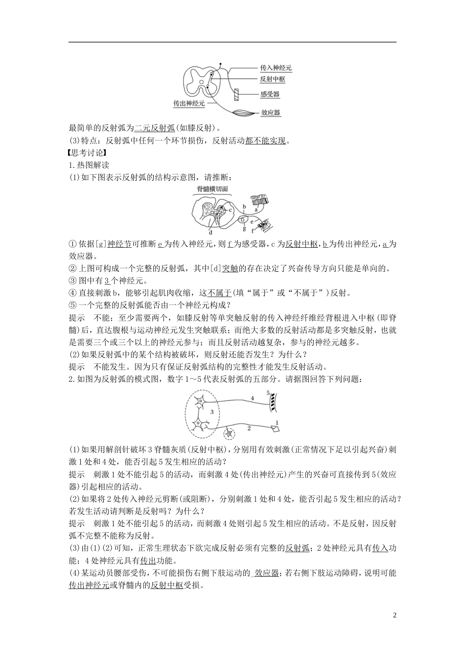 高考生物一轮总复习第七单元生物体生命活动的调节与免疫第讲神经调节学案_第2页