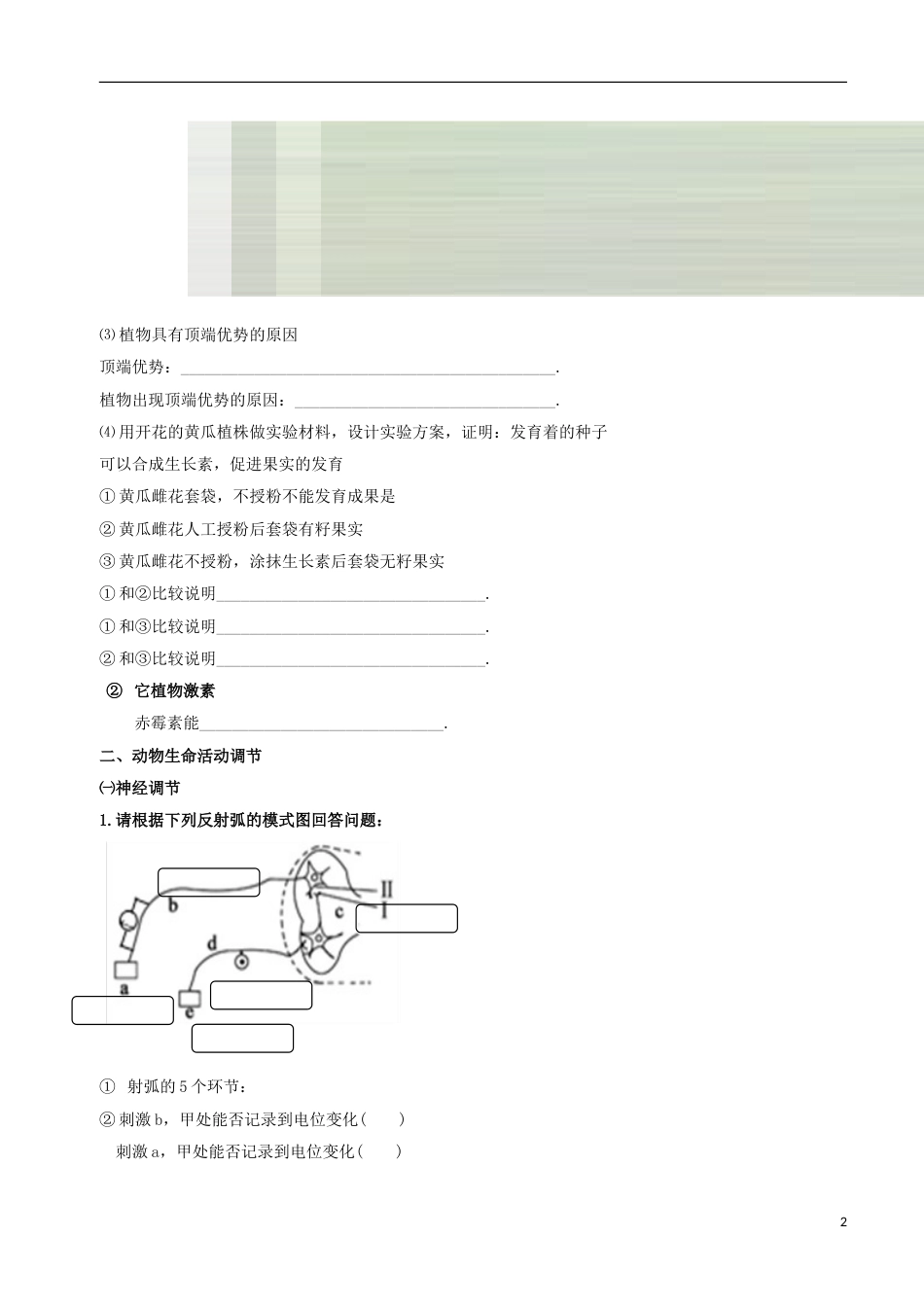 高考生物总复习专题突破第五讲生命活动调节专题学案_第2页