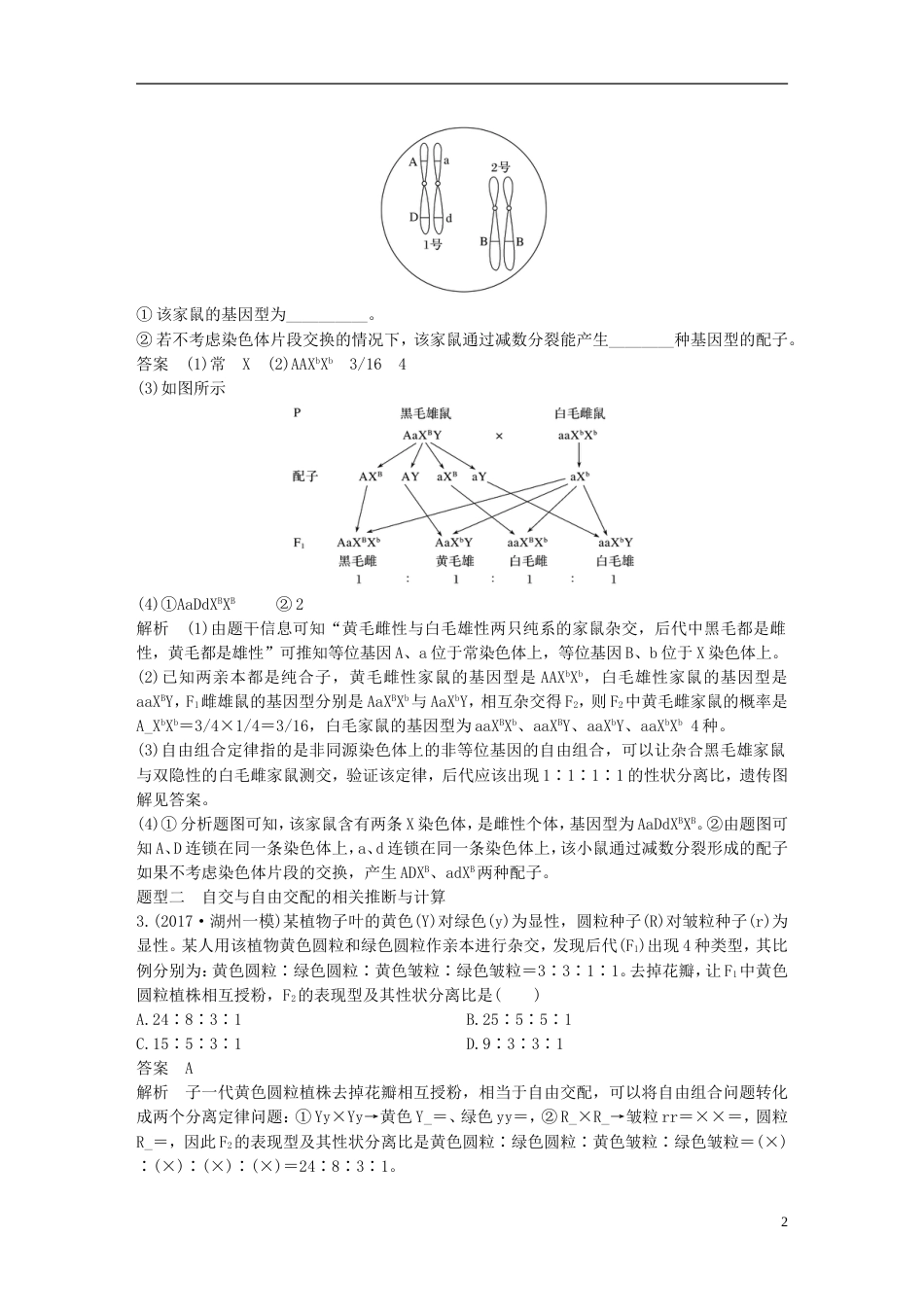 高考生物一轮总复习第五单元遗传的分子基础热点题型突破三遗传规律的综合应用学案_第2页