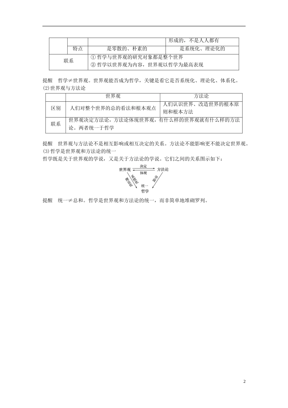 高考政治一轮复习第十三单元探索世界与追求真理哲学基本思想讲义新人教必修_第2页