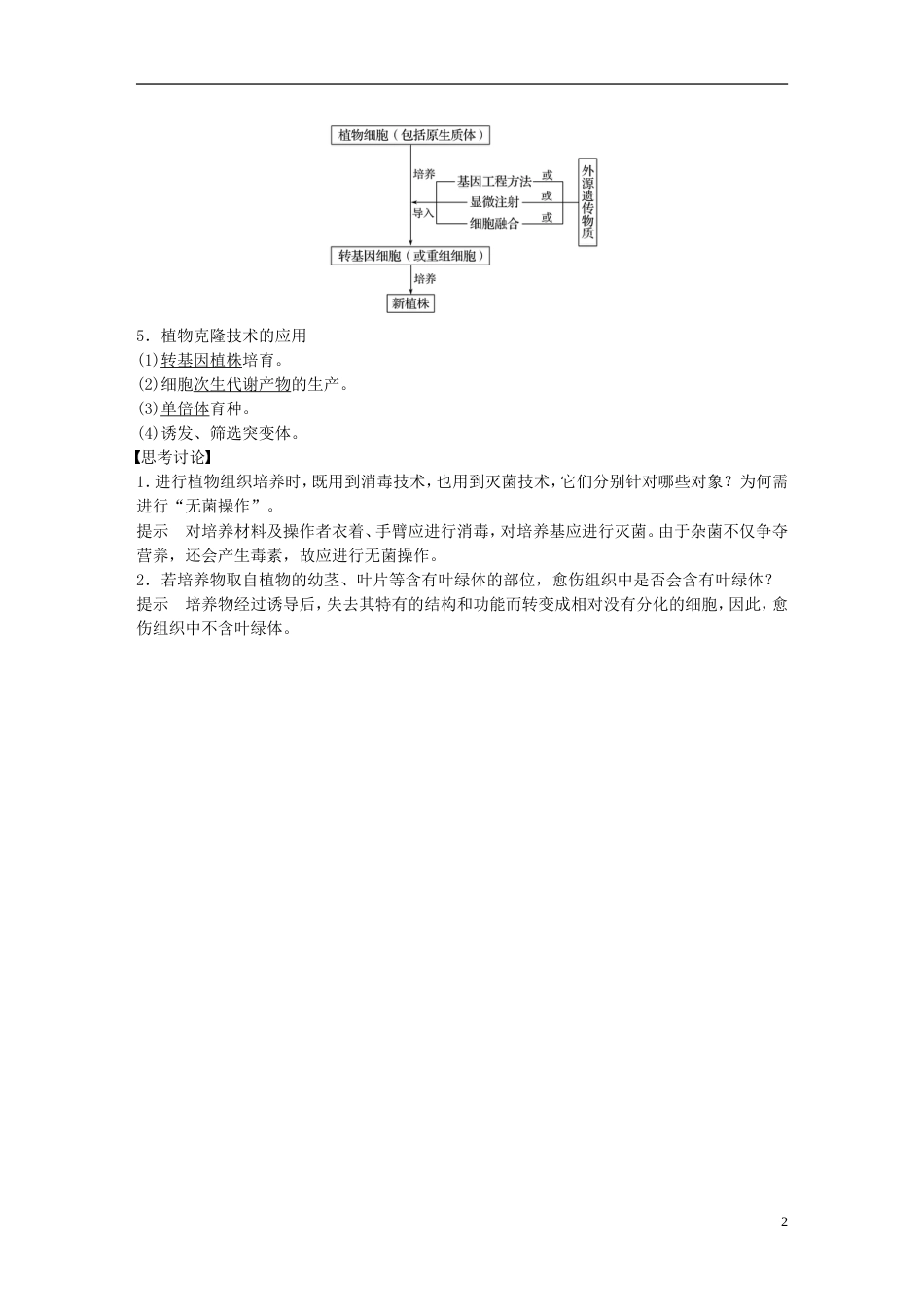 高考生物一轮总复习第十单元现代生物科技专题第讲克隆技术学案_第2页