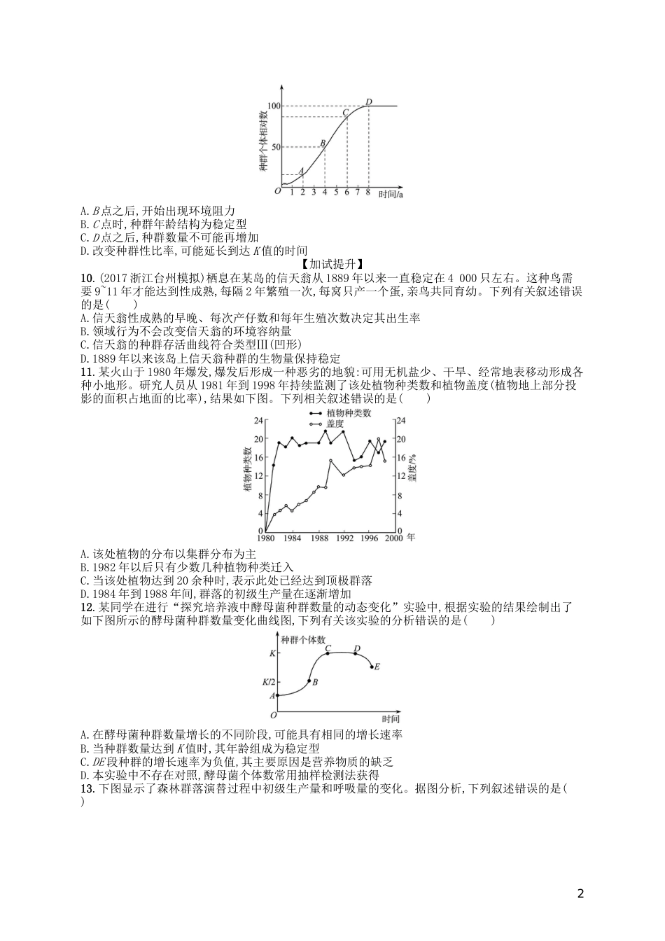 高考生物专题训练种群与群落_第2页