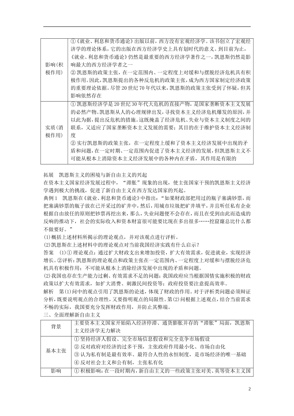 高考政治一轮复习专题三西方国家现代场经济的兴起与主要模式讲义新人教选修_第2页