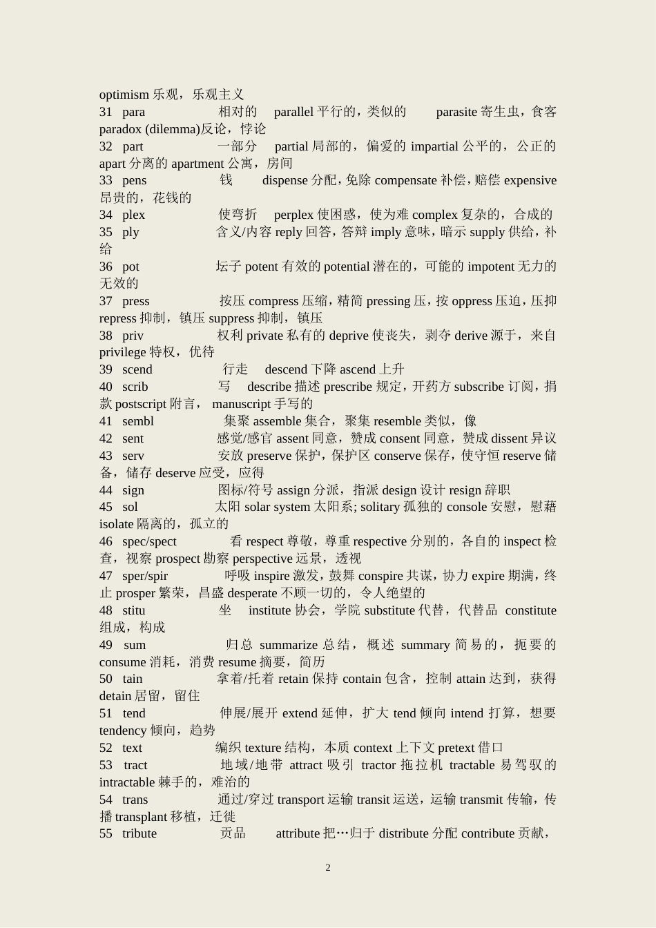 初中英语单词按词根整理版[共73页]_第2页