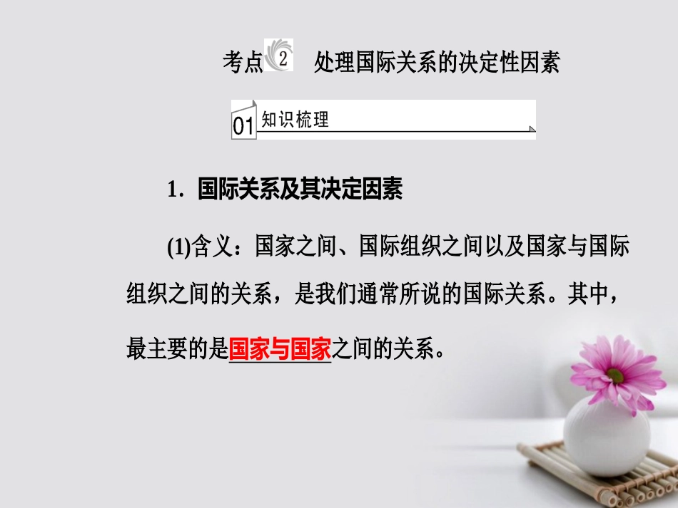 高考政治一轮复习 政治生活 专题八 当代国际社会 考点2 处理国际关系的决定性因素课件_第2页