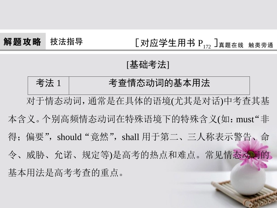 高考英语大一轮复习 第部分 语法考点讲练 第5节 情态动词和虚拟语气课件 北师大版_第3页