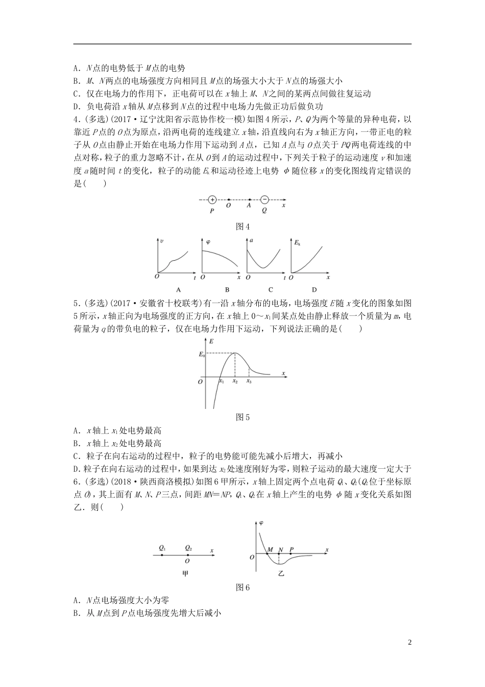 高考物理一轮复习第七章静电场微专题电场中的图象问题备考精炼_第2页