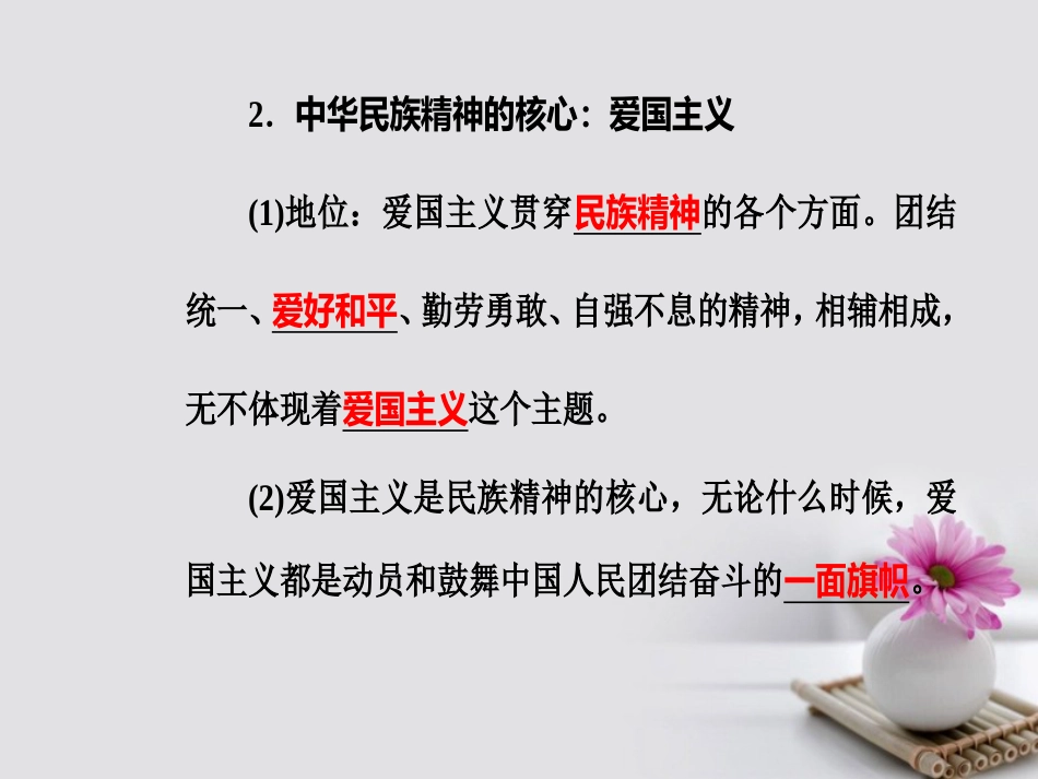 高考政治一轮复习 文化与生活 专题十一 中华文化与民族精神 考点2 弘扬和培育民族精神课件_第3页