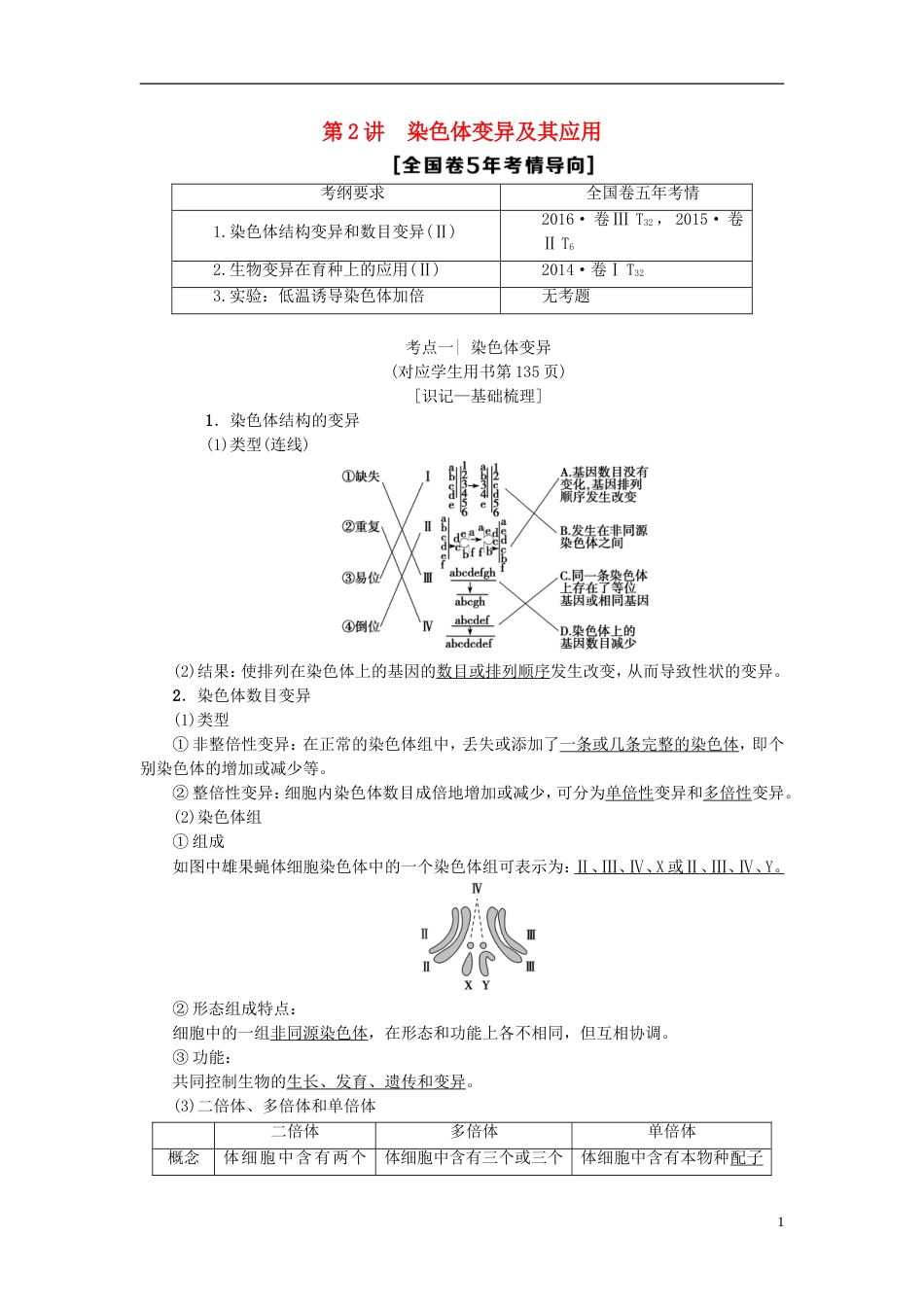 高考生物一轮复习第单元生物的变异育种与进化第讲基因突变和基因重组学案苏教_第1页