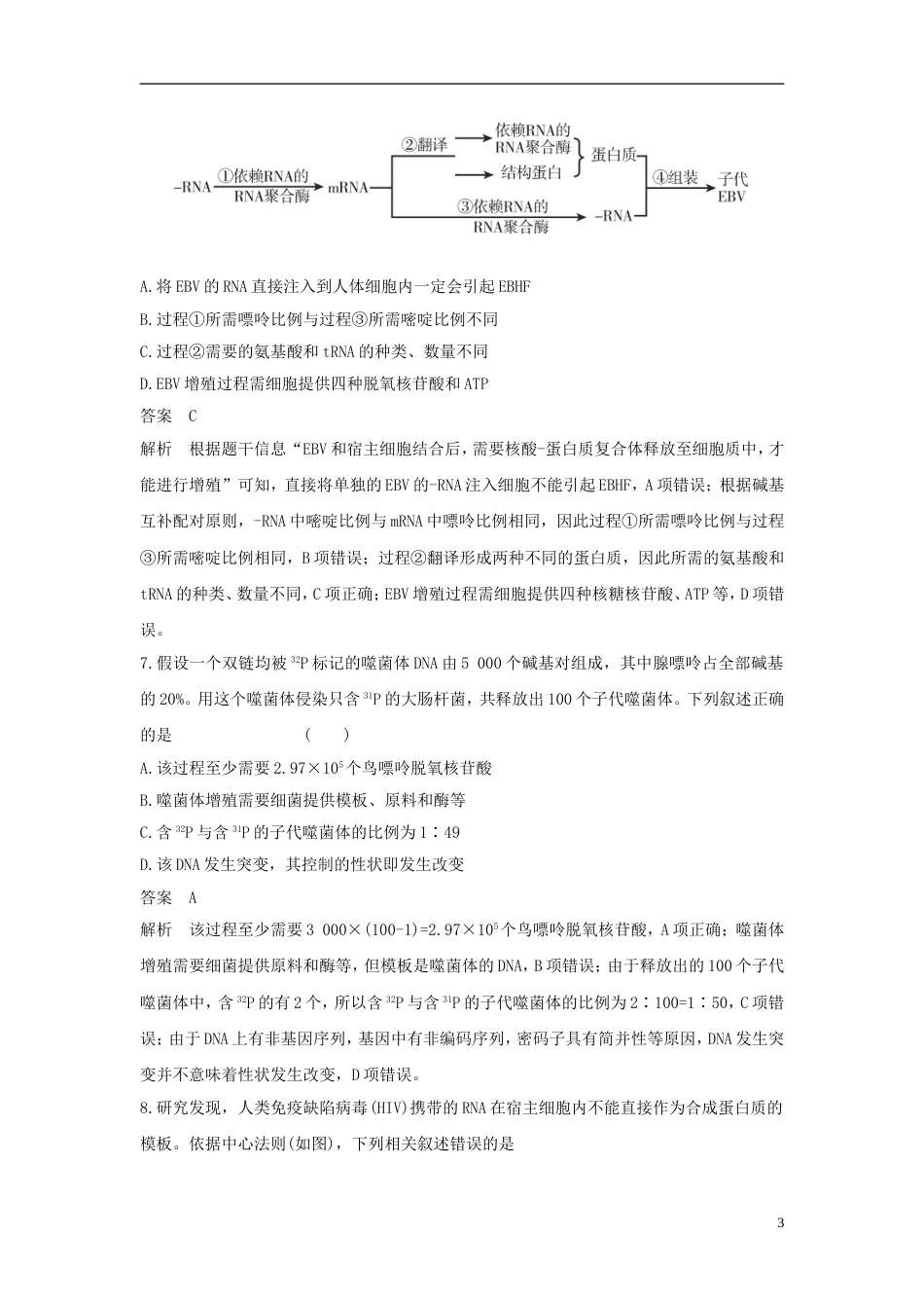 高考生物二轮复习专题遗传变异与进化遗传的分子基础练习_第3页