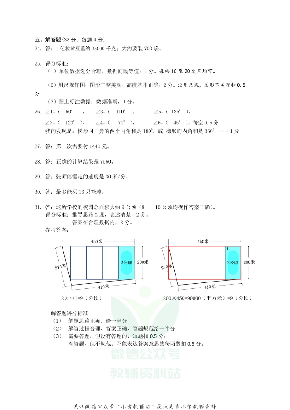 浙江省杭州市建德市数学四年级第一学期期末考试 2020-2021学年人教版（参考答案）_第2页